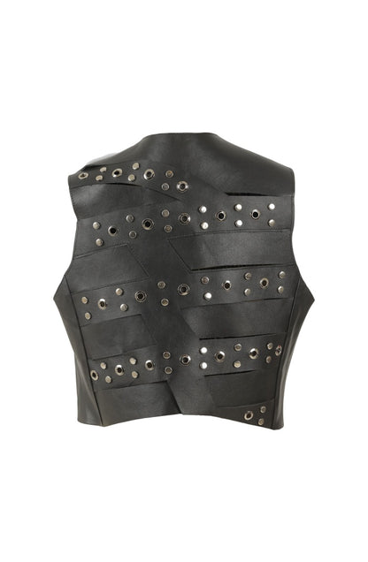 Aiden Studded Leather Vest Black