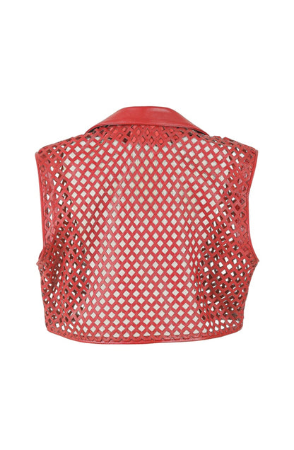 Kayden Leather Vest Red