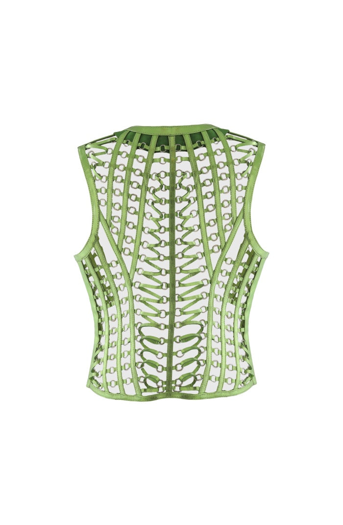 Phoneix Leather vest Electric Green