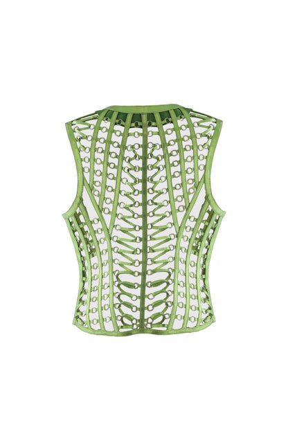 Phoneix Leather vest Electric Green