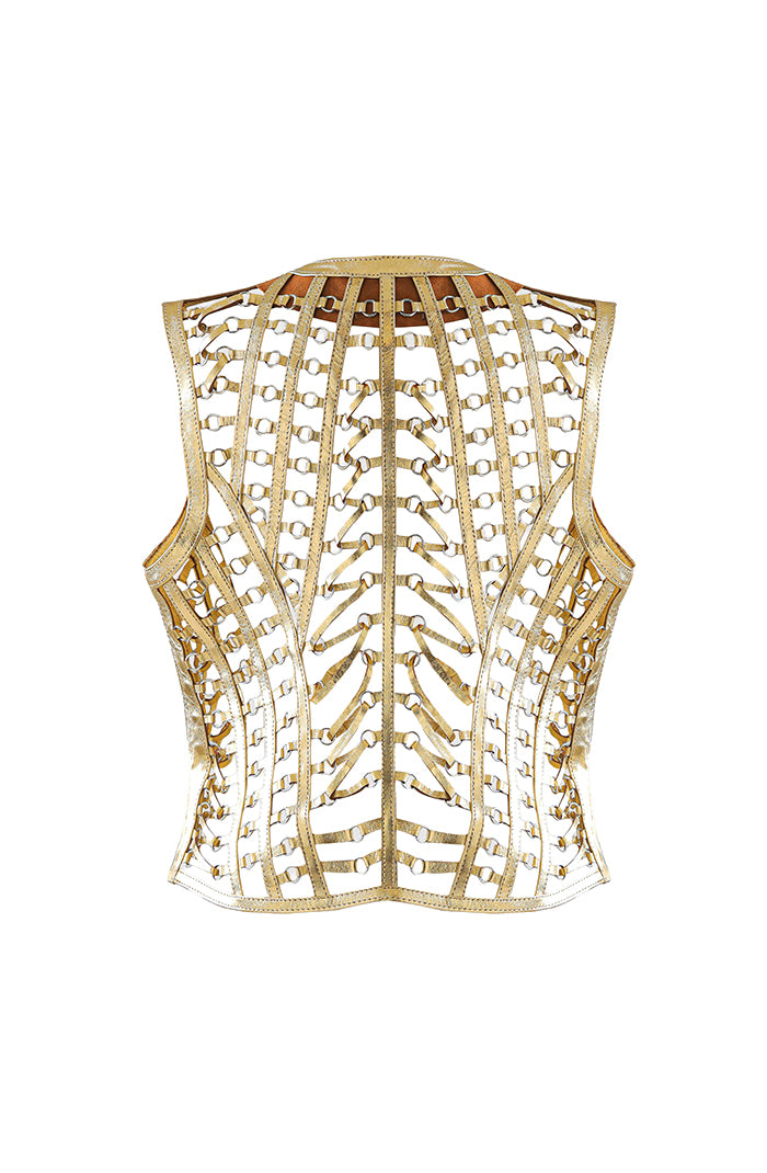 Phoneix Leather Vest Gold