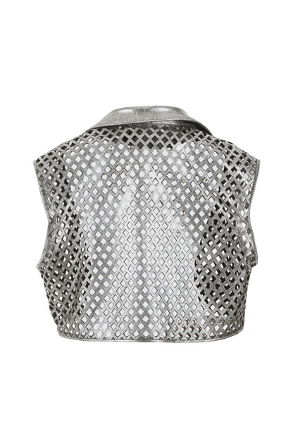 Kayden Leather Vest Washed Silver