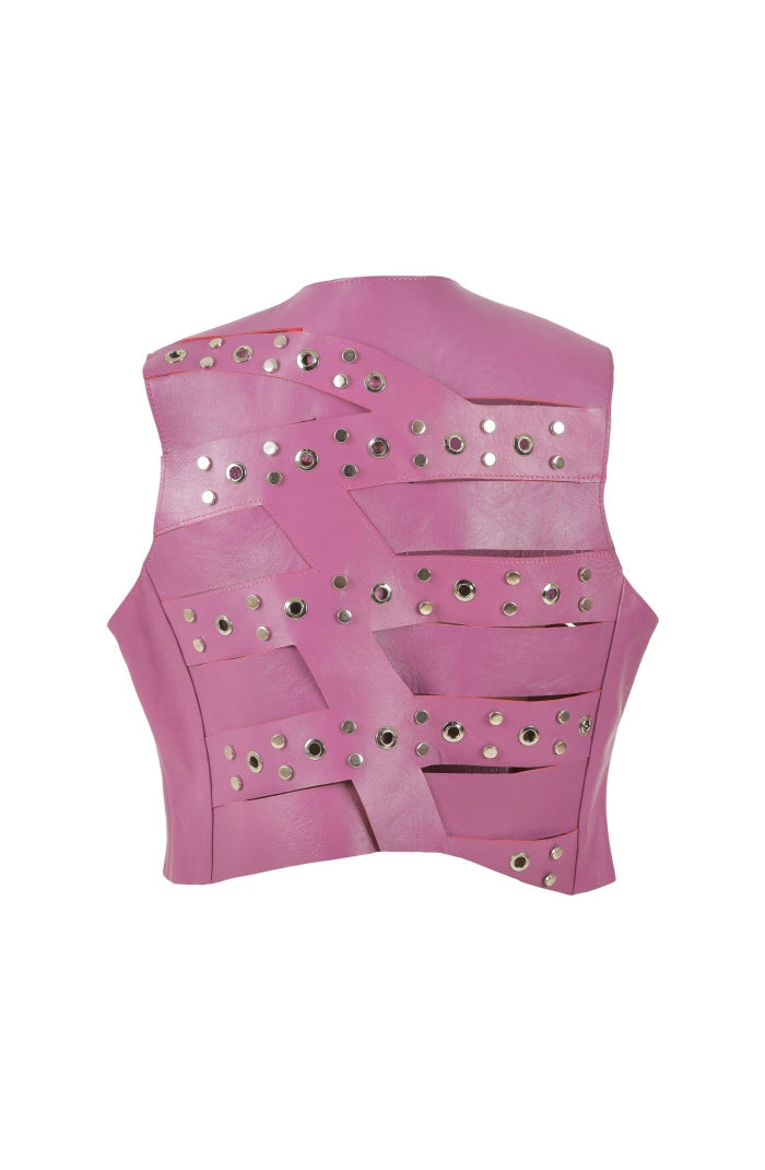 Aiden Studded Leather Vest Purple