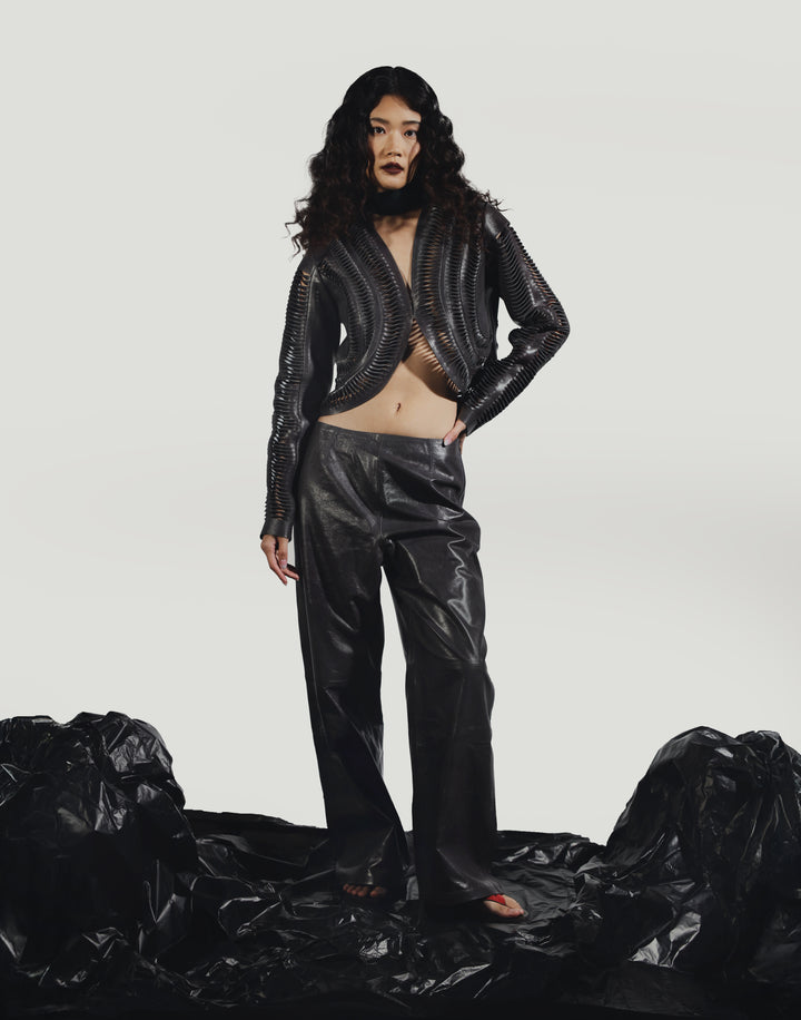 Kiara Leather Jacket Pewter