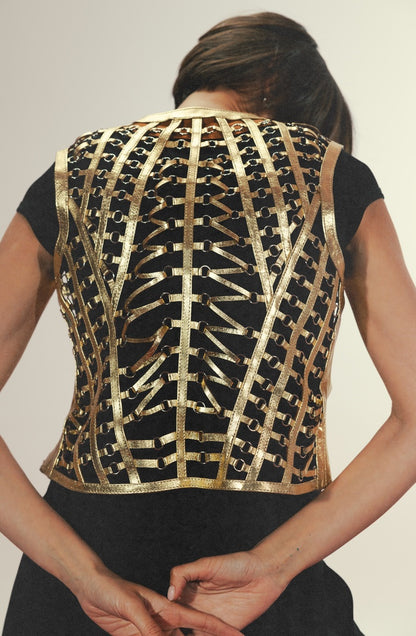 Phoneix Leather Vest Gold
