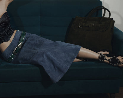 Isabelle Suede Skirt Blue