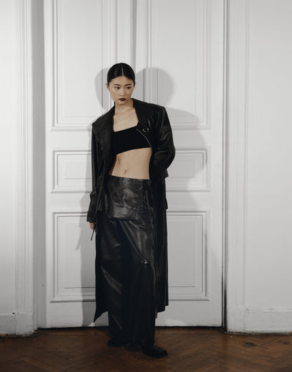 Austin Leather Coat Ostrish Black - Limited Edition