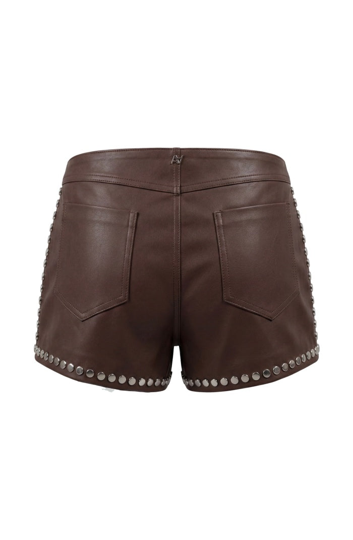 Double A x LJ Hedj Brown Leather Shorts