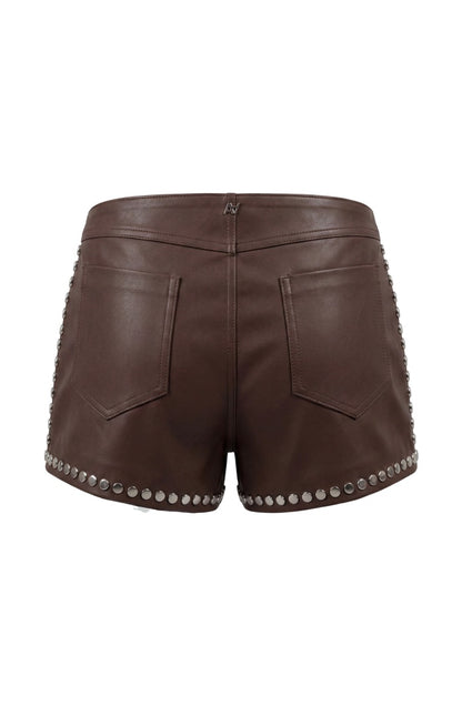 Double A x LJ Hedj Brown Leather Shorts