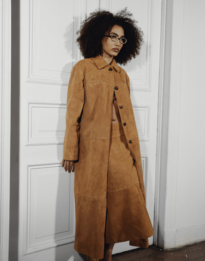 Gemma Suede Coat  Beige