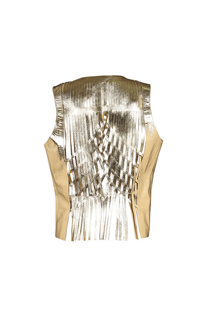 Attalea Leather Vest Gold