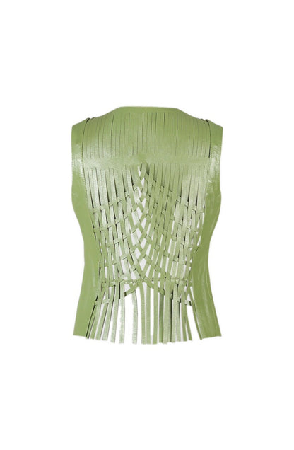 Attalea Leather Vest Electric Lime Green