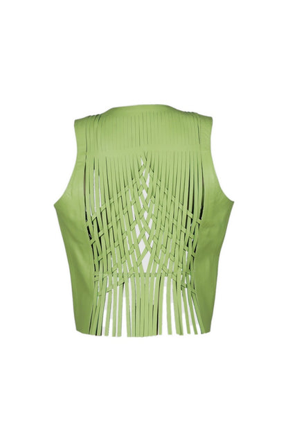 Attalea Leather Vest Lime Green