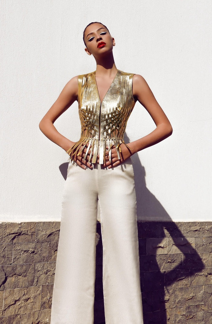 Attalea Leather Vest Gold