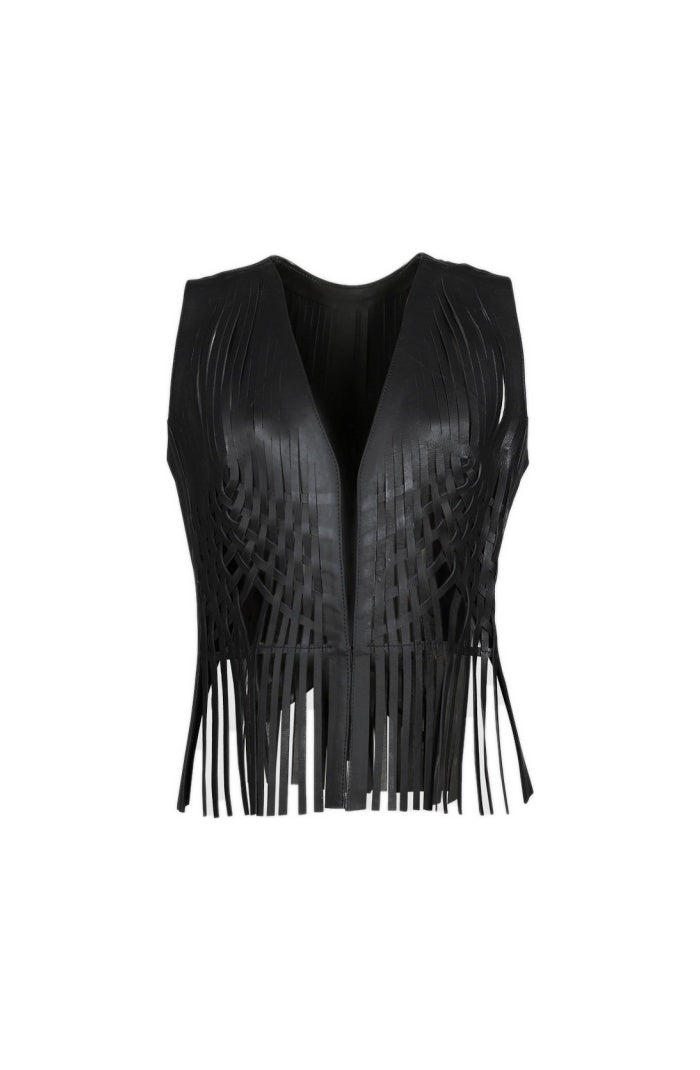 Attalea Leather Vest Black