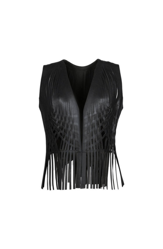 Attalea Leather Vest Black