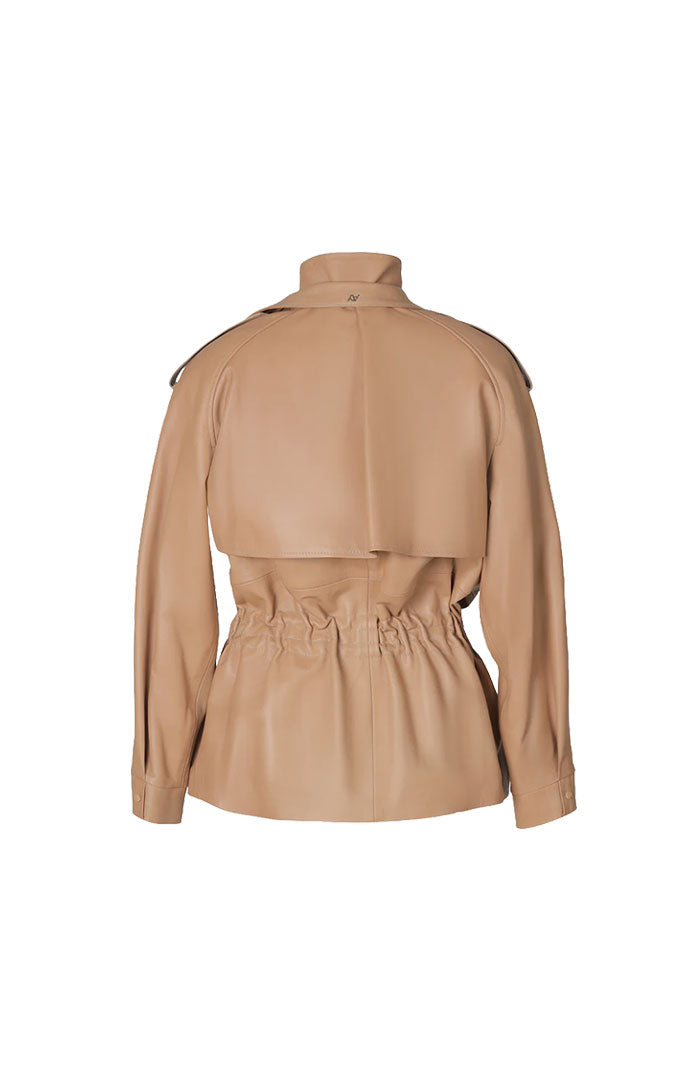 Gavin Leather Jacket Nude Beige