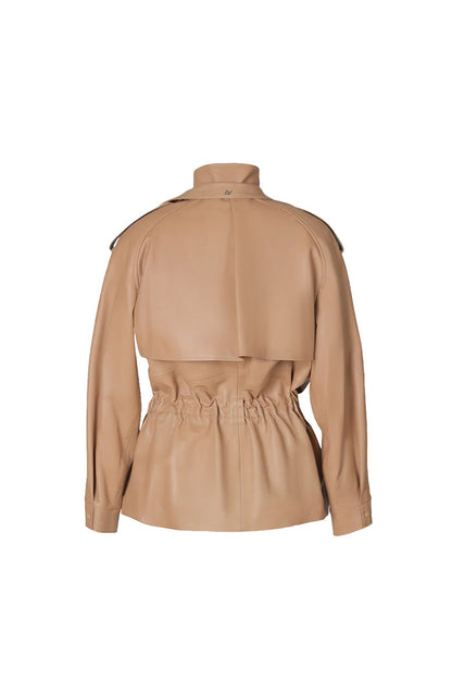 Gavin Leather Jacket Nude Beige