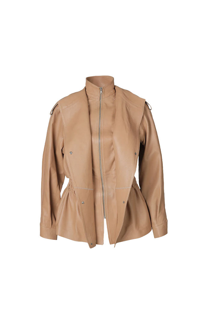 Gavin Leather Jacket Nude Beige