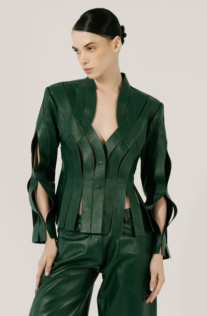 Brianna Leather Jacket Olive