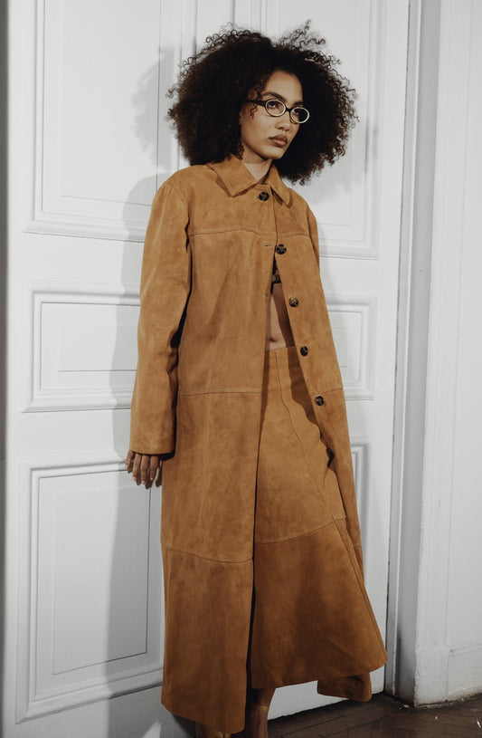 Gemma Suede Coat  Beige