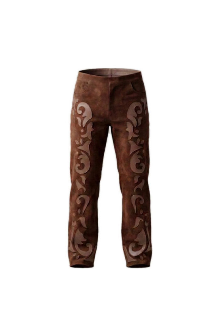 Double A x LJ Patchwork Brown Suede Pants