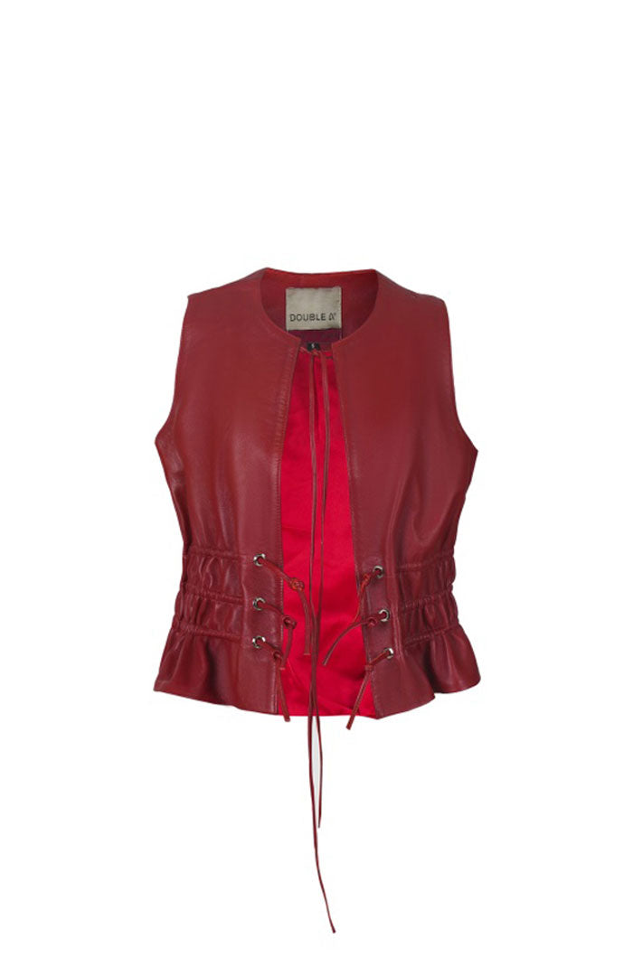 Tyler Leather Vest Red