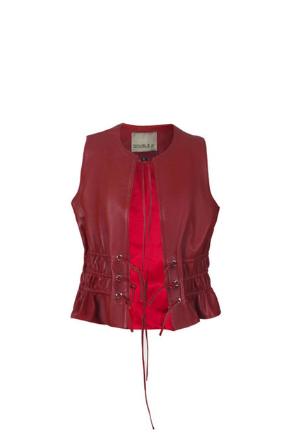 Tyler Leather Vest Red