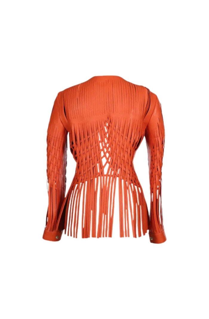 Attalea Leather Jacket Orange