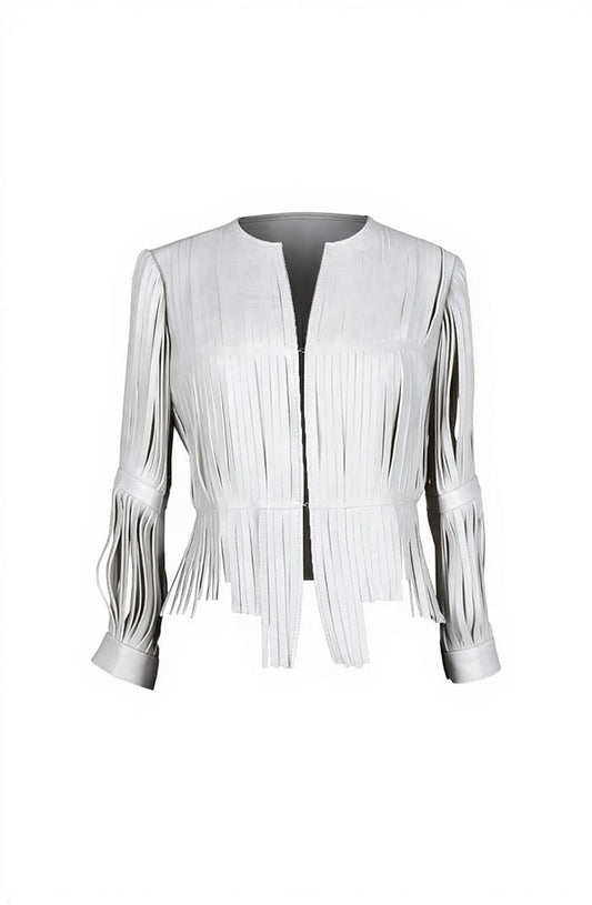Ayla Leather Jacket White