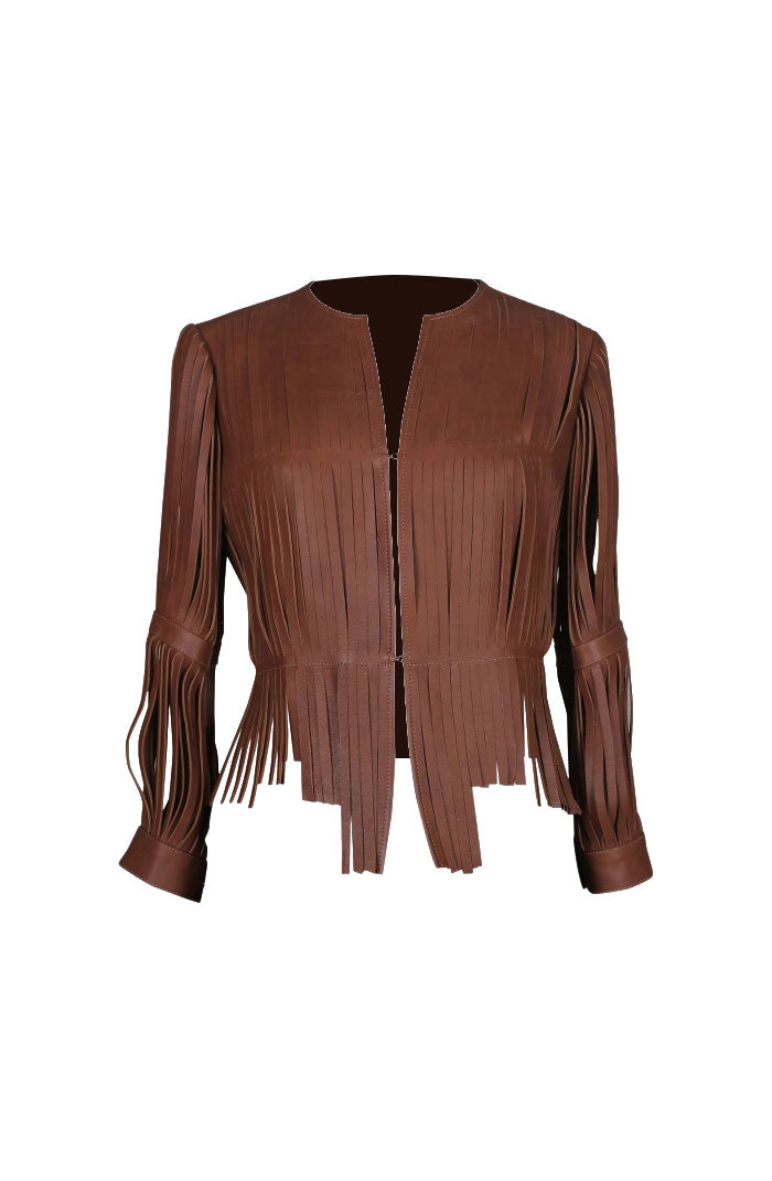 Ayla Leather Jacket Brown
