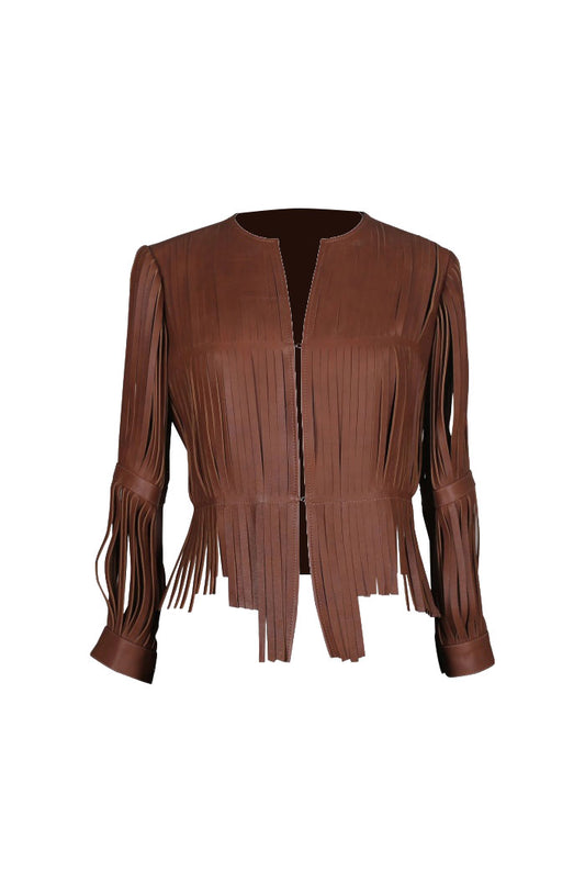 Ayla Leather Jacket Brown