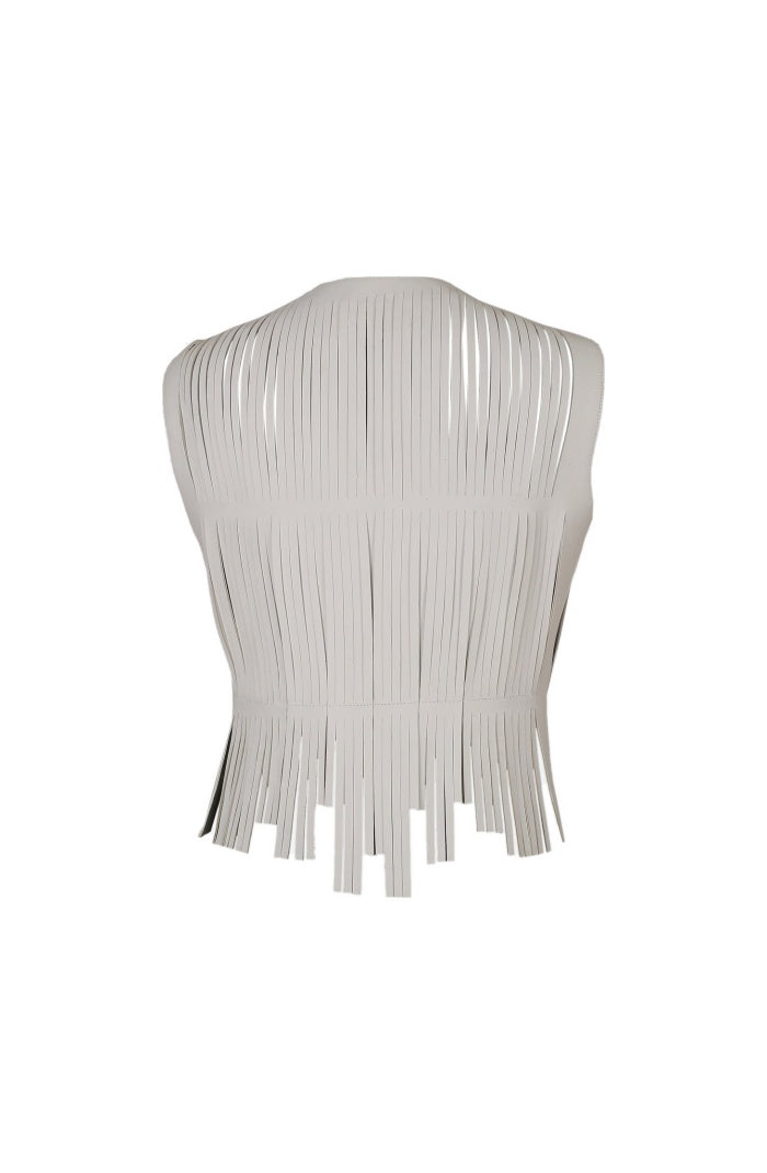 Ayla Leather Vest White