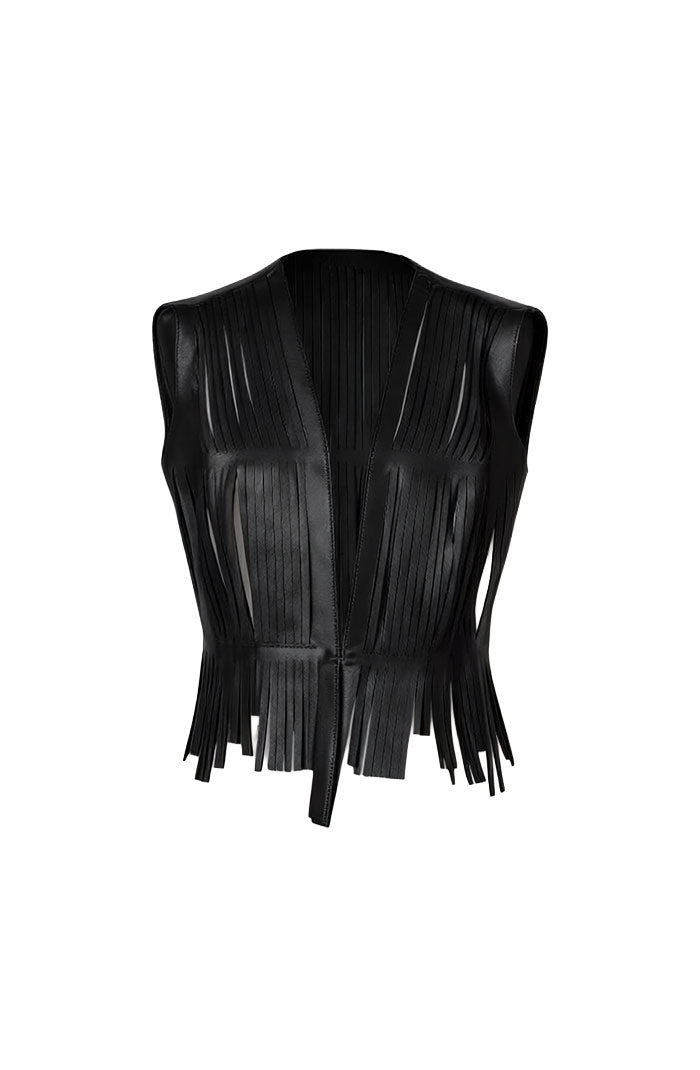 Ayla Leather Vest Black