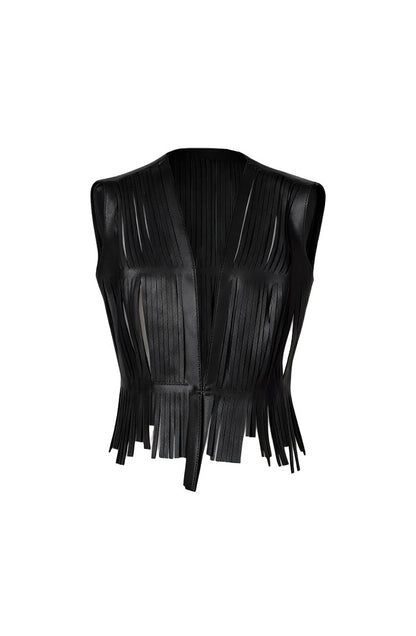 Ayla Leather Vest Black