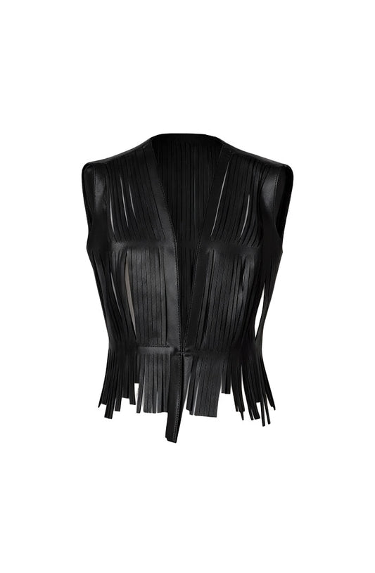 Ayla Leather Vest Black