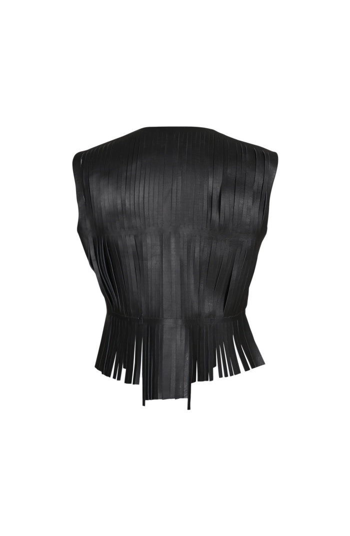 Ayla Leather Vest Black