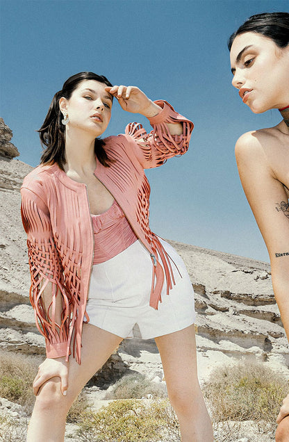 Attalea Leather Jacket Blush Pink