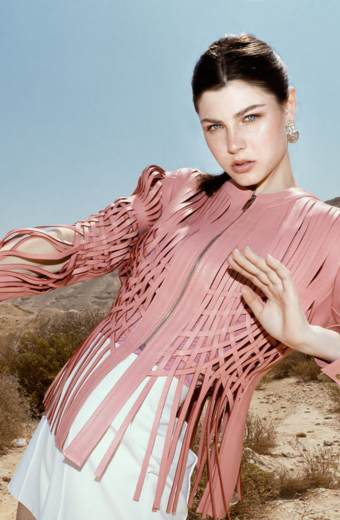 Attalea Leather Jacket Blush Pink