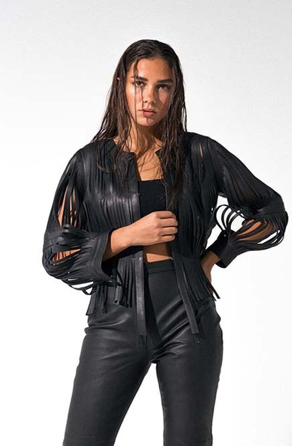 Ayla Leather Jacket Black