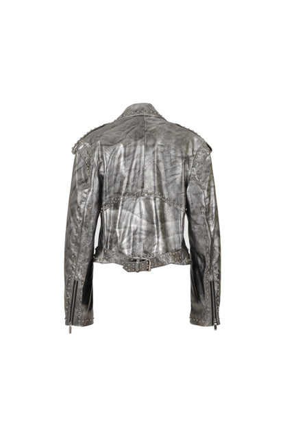 Hudson Leather Jacket Washed Silver