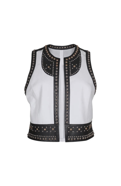 Yin Yang Studded Leather Vest