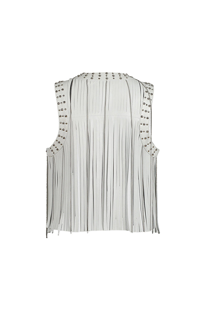 Juniper Leather Vest White