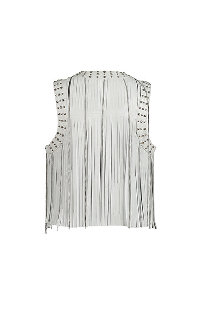 Juniper Leather Vest White