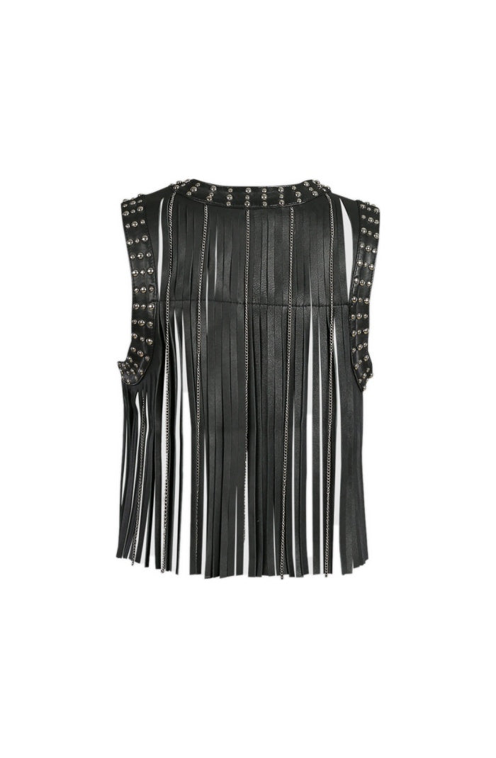 Juniper Leather Vest Black