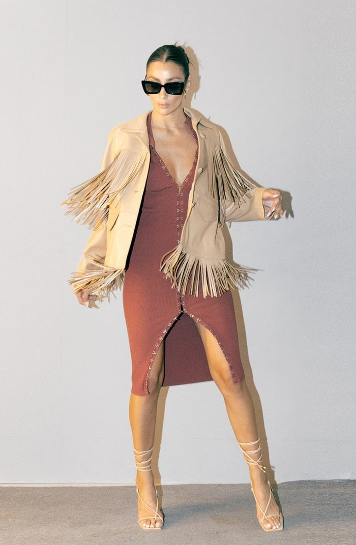 Pyrus Leather Jacket Nude Beige