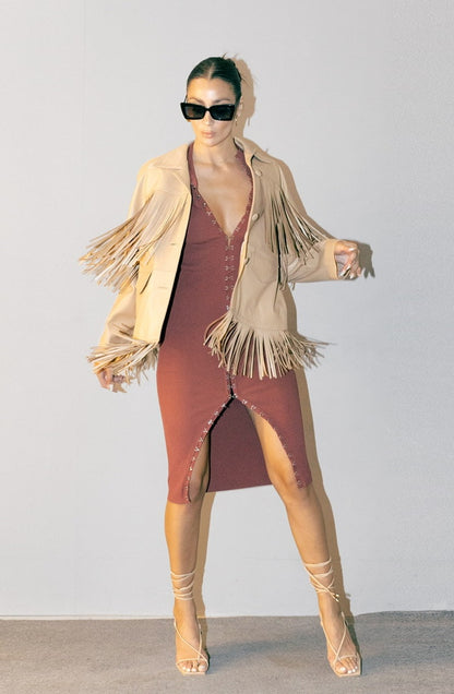 Pyrus Leather Jacket Nude Beige