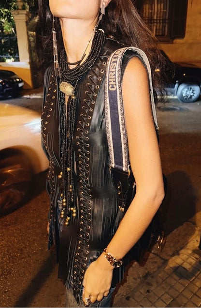 Caniayla Leather Vest Black