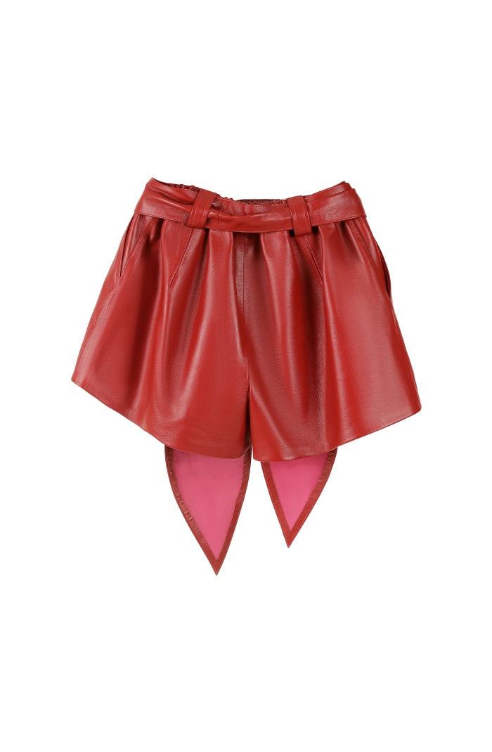 Moonbow Leather Shorts Red