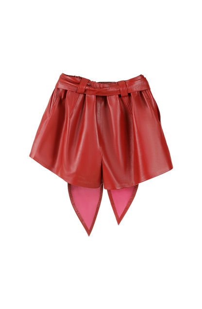 Moonbow Leather Shorts Red